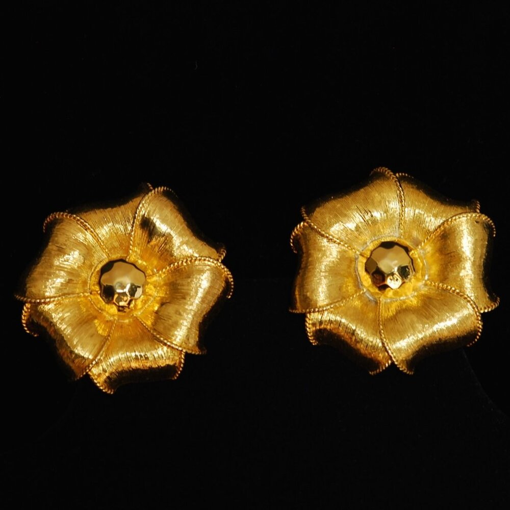 Givenchy Large Flower Shaped Earrings - Signed